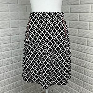 LE LIS COLLECTION BLACK WHITE GEOMETRIC RED ZIPPER LINED ELASTIC WAIST SZ SMALL